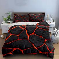 3Pcs Lava Crack Print Bedding Set Volcano Magma Texture Duvet Cover + 2 Pillowcases Soft Polyester for Teens Bedroom Gifts EU Single 135*200cm/53x79in 3pcs