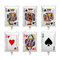 Playing Card Shaped Foil Balloon Set, for Casino Night, Game Night, Poker Tournament & Adult Themed Party Decor, Pack of 6 22.4inch white