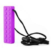 Oral Sensory Chew Toys Teether Necklace Chewing Necklace Building Block Teether  Purple violetinė