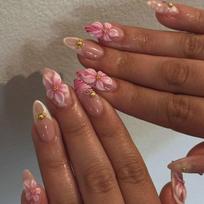 Elegant 3D Sweet Floral Press On Nail Almond Style ABS Material For Bride And Fashion Lovers 1 brown