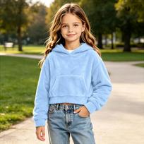 Boys and Girls Hoodie, Short Length Long Sleeve Hooded Pullover for Fall Winter Casual Wear 150 dangaus mėlyna spalva
