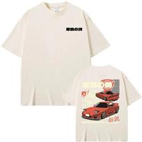 2025 Anime Initial D Drift AE86 Double Sided Print Tshirt RX-7 R34 Skyline GTR JDM Men's Vintage Harajuku Oversized T Shirts XXL white
