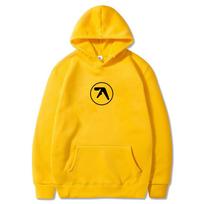 Aphex Twin Logo Print Hoodie Men Women Casual Vintage Fleece Cotton Hooded Sweatshirt Male Oversized Pullover Hoodies L yellow