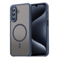Skirta Samsung Galaxy A17 5G A07 4G dėklas Pusiau permatomas matinio paviršiaus PC+TPU Atsparus pirštų atspaudams Skaidrus dangtelis Galaxy A17 5G mėlyna