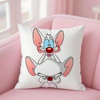 Rožinis ir Smegenys Pagalvės užvalkalas Kvadratinis Dvipusis Spausdinimas Trumpas pliušas Sofos pagalvės užvalkalas Miegamojo naktinio staliuko pagalvė 26x26Inch