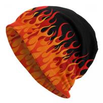 Custom Green Glitter Flames Skullies Beanies Caps Fashion Winter  Knitting Hats Adult Unisex Vintage Fire Aesthetic Bonnet Hats Beanies Hat orange