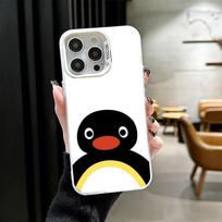 Cartoon P-Pingu Penguin Soft Phone Case for iPhone 15 16 17 Pro Max 17Air 16E 14 Plus 13 12 Mini Shockproof Cover Back Shell iPhone 17 Pro Max gray