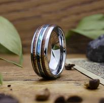 Men's Light Luxury Meteorite Ring With Gold Foil Inlay Fashionable And Personalized Jewelry Band no. 13 black