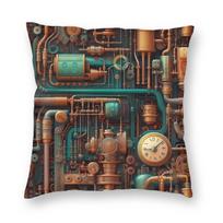 Steampunk Odyssey Intricate Machine Pillowcase Polyester Linen Velvet Printed Decorative Pillow Case Home Cushion Cover x 40cmx40cm(16x16Inch) black