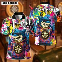 Men's Personalized Shark Panda Rabbit Dart Polo Shirt   Animal Graphic Short Sleeve Sports Tees 5XL blue