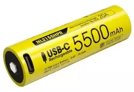 Nitecore NL2155HPR įkraunama 21700 ličio jonų baterija – 5500 mAh, 20 A nuolatinė iškrova, USB-C