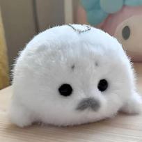 Soft Grey Seal Plush Keychain White Seal Plushies Animal Pendant Fashion Stuffed Doll Keyring Car Key Accessories Car Ornaments A1 white