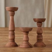 3 vnt. pagrindinis žvakidė, rankų darbo medinė žvakidė Walnut brown