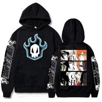 Bleach Ulquiorra Ichigo Hoodie Vintage Washed Cotton Graphic Pullover Unisex Oversized Crew Neck Anime Streetwear Top Merch Gift 2026 Hot Sale XXL black