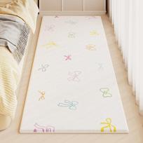 Children's Room Bedside Carpet Cute Cartoon Stain Resistant Anti Slip Rug Imitation Cashmere Home Decoration Floor Mat 60X160CM (2X5.3FT beige