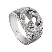 GUCCI 2000 2024 Sterlinginio Sidabro Susikertančių G Raidžių Žiedas 455302-J8400-0811- 14 sidabras