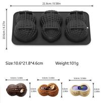 3-Cell Peanut Design Food Grade Mould Silicone Chocolate Mold Kitchen Dessert Bakeware Pastry Tools A2 black