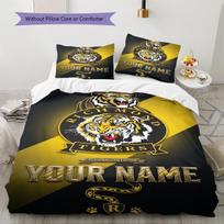 Name Custom Richmond Tigers Pattern Bedding Set Quilt Cover Pillowcase Home Decor Gift (1 * duvet cover + 2 * pillowcase, without core) 135x200cm yellow
