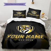 Name Custom Richmond Tigers Pattern Bedding Set Quilt Cover Pillowcase Home Decor Gift (1 * duvet cover + 2 * pillowcase, without core) 140x200cm