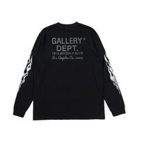 GALLERY DEPT Unisex Madingi raidžių spaudos Streetwear ilgomis rankovėmis marškinėliai Medium gray