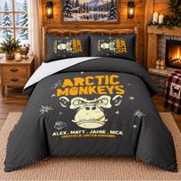 Arctic Monkeys Pattern Bedding 3Pcs Set Bed Sheet And Pillowcases For Indoor Bedroom 140cmx210cm