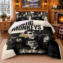 Arctic Monkeys Pattern Bedding 3Pcs Set Bed Sheet And Pillowcases For Indoor Bedroom 140cmx200cm
