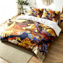 Digimon 3pc Duvet Cover Set Simple Modern Bedding Set Wrinkle Resistant Soft Fabric All Season Use a perfect gift 135cmx200cm brown