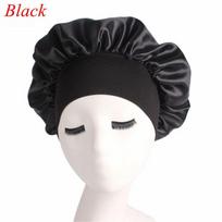Soft Head Cover Bonnet Night Sleep Hat Elastic Head Wraps Hair Loss Chemo Wide Band Satin Cap juoda