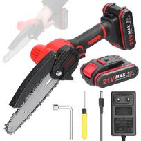 21V 6 colių nešiojamieji elektriniai genėjimo pjūklai Maži medienos skaldymo grandininio pjūklo šepečio variklis viena ranka 2pcs batteries EU Plug