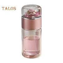 Stiklinis arbatos infuzinis dvigubo sluoksnio izoliacinis arbatos virimo aparatas Nesandarus nešiojamas kelioninis arbatos puodelis su filtru arbatos vandens atskyrimo arbatos buteliukas Dovana arbatos mėgėjams 500ML