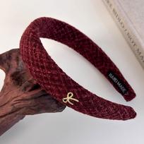 Raudonas pliušinis auksinis lankelis megztas galvos juosta moteriai Retro elegantiškas plaukų lankelis moteriškas Kalėdų ir Naujųjų Metų plaukų juosta Trend aksesuarai black