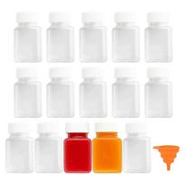 Pack of 15 100ml Square PET Plastic Bottles Food Grade Stackable Leakproof Containers for Kitchen Bathroom Storage 1 white