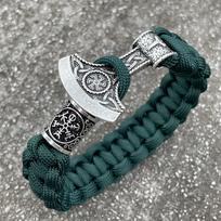 Handmade Norse Axe Slavic Kolovrat Charm Paracord Bracelet Viking Runic Beads Accessories Diy 19cm gray