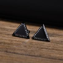 Vnox Norse Viking Runes Triangle Stud Earrings for Men Anti Allergy Stainless Steel Punk Geometric Jewelry Gift brown
