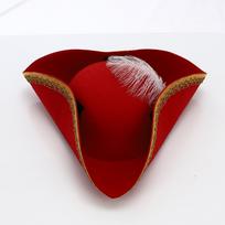 Colonial Pirate Tricorn Hat Metallic Brim Embellished Felt Hat for Halloween Masquerade Costume 1Pc One Size