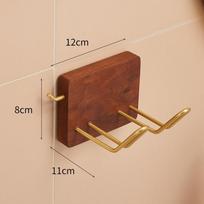 Walnut Bathroom Hair Dryer Holder Wall Mounted Bathroom Toilet Multifunctional Storage Rack Toothbrush Holder Towel Hook brown