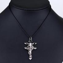 Fullmetal Alchemist Edward Elric grandinėlės pakabukas Madingas Drakono sparnas su kryžiaus karoliais Punk stiliaus kryžiaus karoliai Aksesuarai black