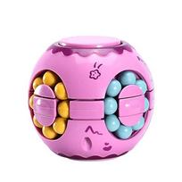 Rotating Magic Bean Puzzle Cube Gyro Stress-Relief Fingertip Toy 3D Ball Learning Educational Game Gift Present Relieves Anxiety and Autism rožinė