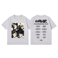 Rock Band Gorillaz The Mountain Tour 2026 Graphic T Shirts Fashion Vintage Short Sleeve Tshirt Unisex Women Casual Loose Tshirts L white