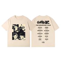 Rock Band Gorillaz The Mountain Tour 2026 Graphic T Shirts Fashion Vintage Short Sleeve Tshirt Unisex Women Casual Loose Tshirts L beige
