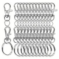60PCS Swivel Key Rings and Lobster Claw Clasp Hook Practical Keychains Clasps Jewelry Making Accessories sidabras