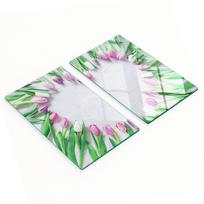 Glass Kitchen Cutting Boards with Tulip and Heart Graphics 2x30x52 Cm