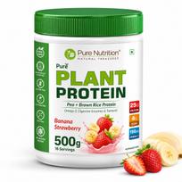 Pure Nutrition Plant Protein Powder | Vegan Protein Powder with Pea & Brown Rice Protein | 25g Plant Based Protein with Flaxseed Omega 3 & Diges