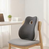 Support Cushion Ergonomic Back with Memory Foam Contoured for Office Workers, Drivers, Desk Dark Gray-light Gray gray