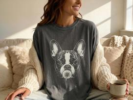 French Bulldog Dandelion T-Shirt - Vintage Frenchie Dog Graphic Tee, Frenchie Mom Dad Gift, Nature Dog Comfort Colors Shirt L black