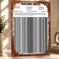 Raging Bull Movie D Texture Printed Poster Custom Vintage Metal Tin Plate Sign for Wall Art Bedroom Stuff Home Decor Ornaments 20x30cm（7.8x11.8inch） gray