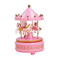 Pink Carousel Birthday Cake Music Box pink