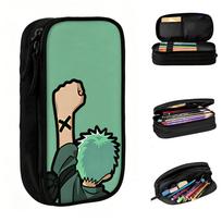 Custom Comics One P-Pieces Zoro Cute Pencil Cases Girl Boy Large Capacity Hot Pencil Box Students Stationery 21x10.5x5cm blue