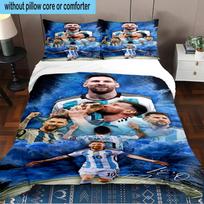 World Cup Celebration Messi 3PCS Bedding Set 2D Printing (Includes 1 Duvet Cover + 2 Pillowcases Coreless), Bedroom decor,Fan gift 135cmx200cm white