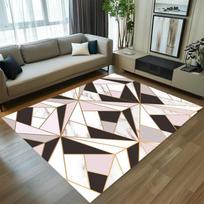 Marble Geometric Area Rug Gold Line Print Carpet Non-Slip Soft Floor Mat Modern Living Room Bedroom Luxury Style Home Decoration 40x60cm gray